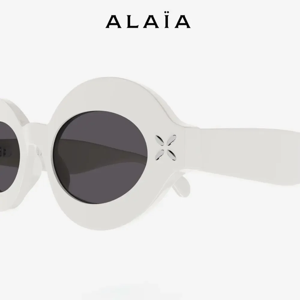 New! Alaïa White Oval Sunglasses AA0059S 002, Authentic